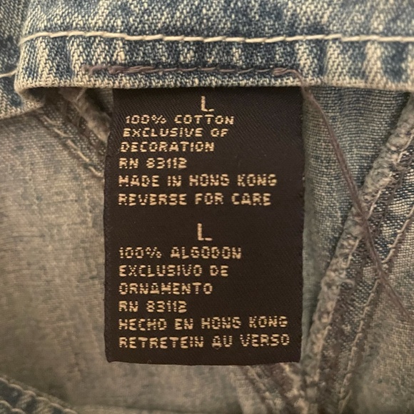 Route 66 Vintage 90's Y2K Denim Jean Overall Shorts Floral Embroidery Size L - Picture 5 of 13